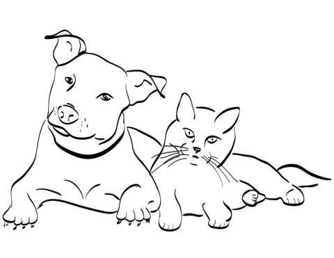 Dog And Cat From Dogs Coloring Page